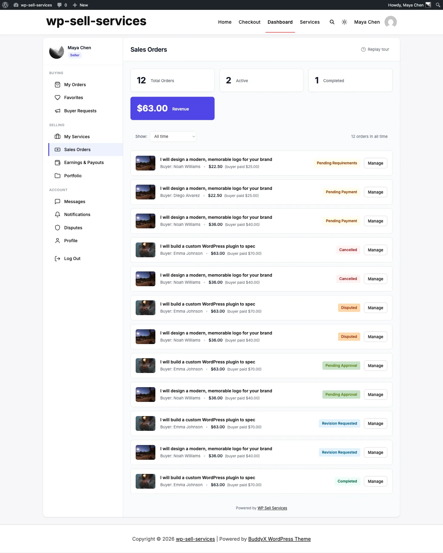 The unified dashboard, vendor view