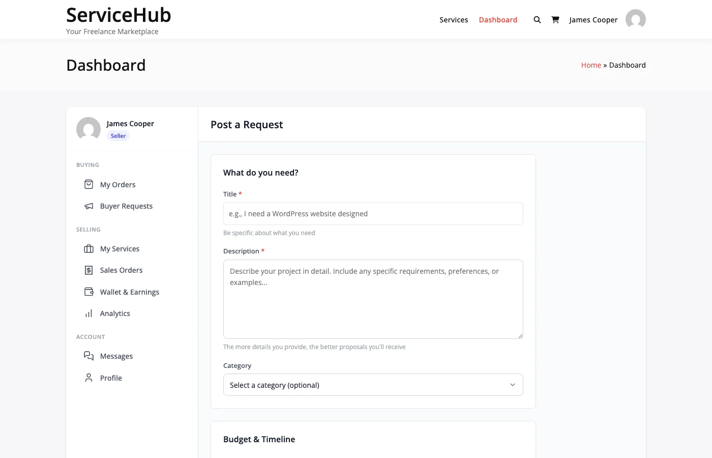 Post a buyer request form