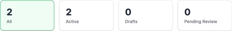 The My Services status tiles: All, Active, Drafts and Pending Review