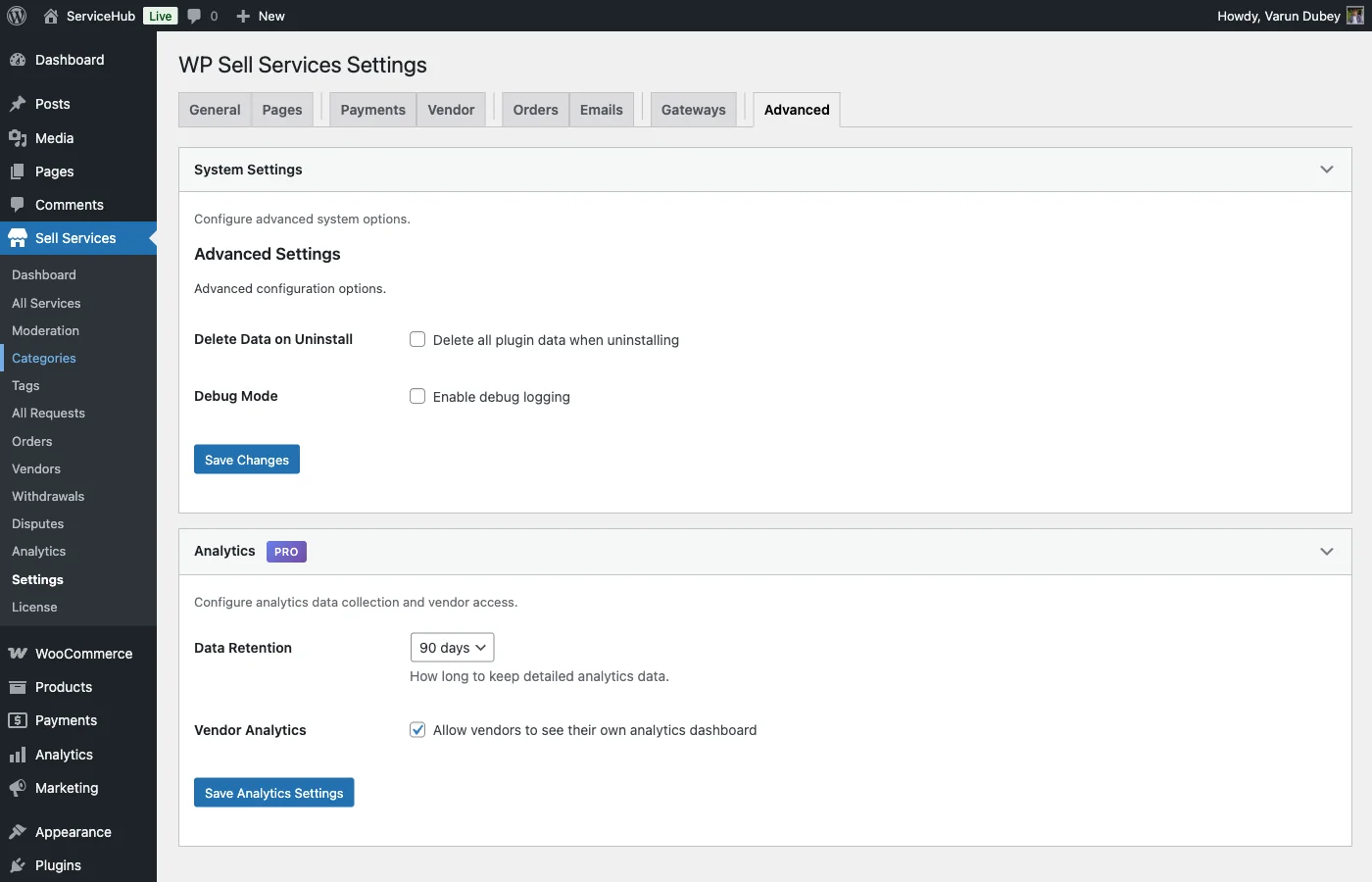System Settings Tab