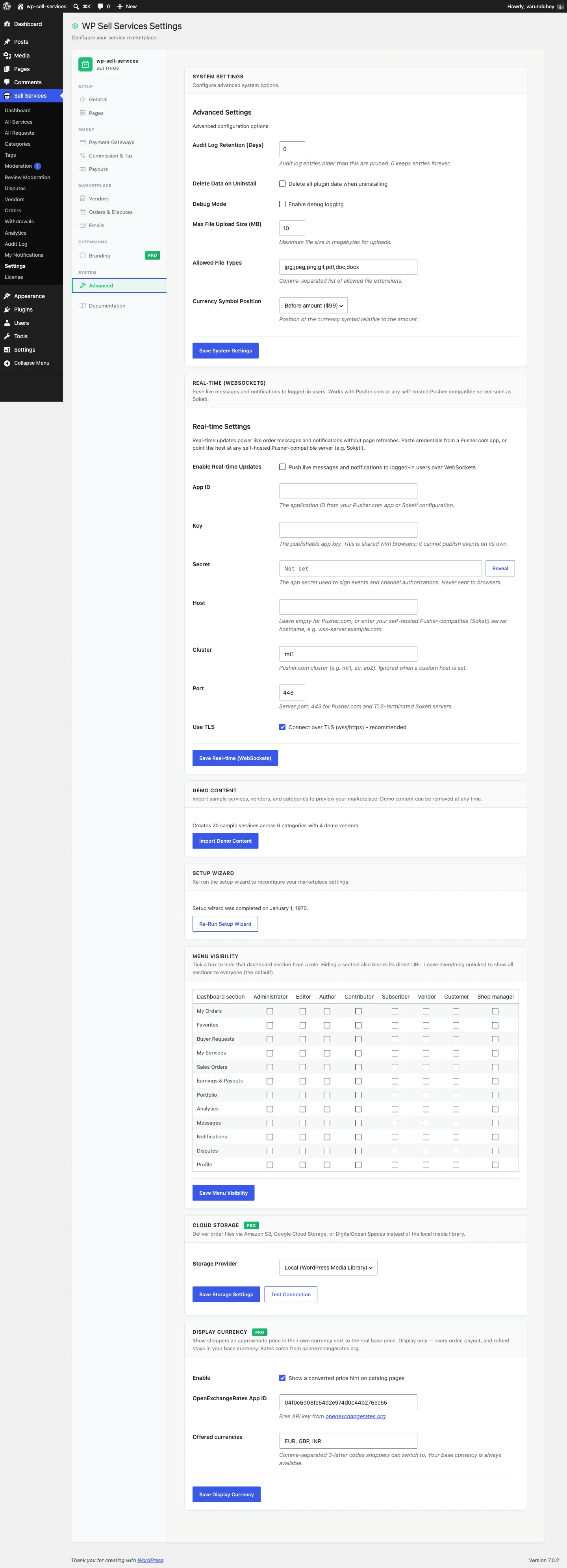 Cloud Storage settings on the Integrations tab