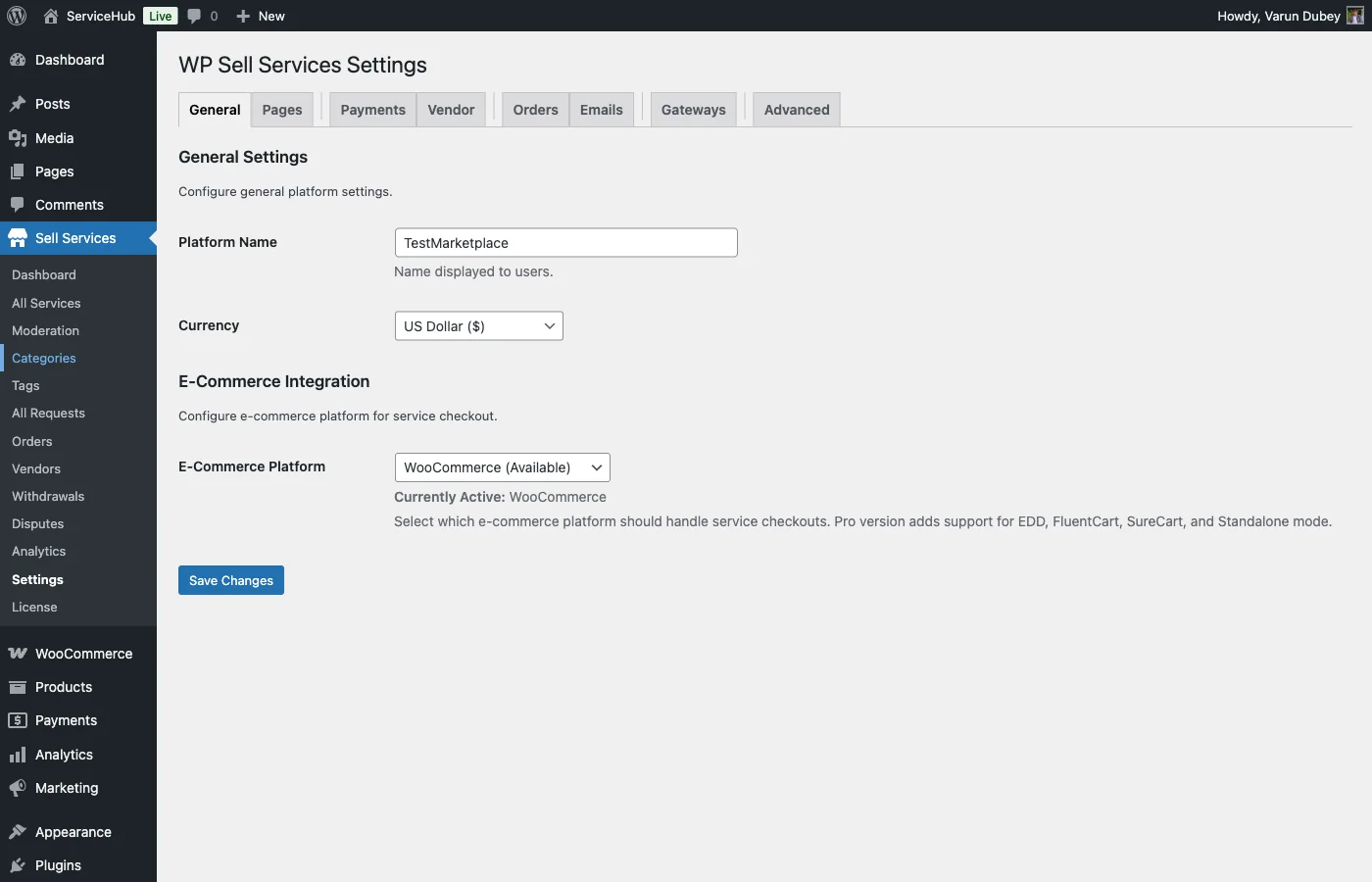 General settings tab